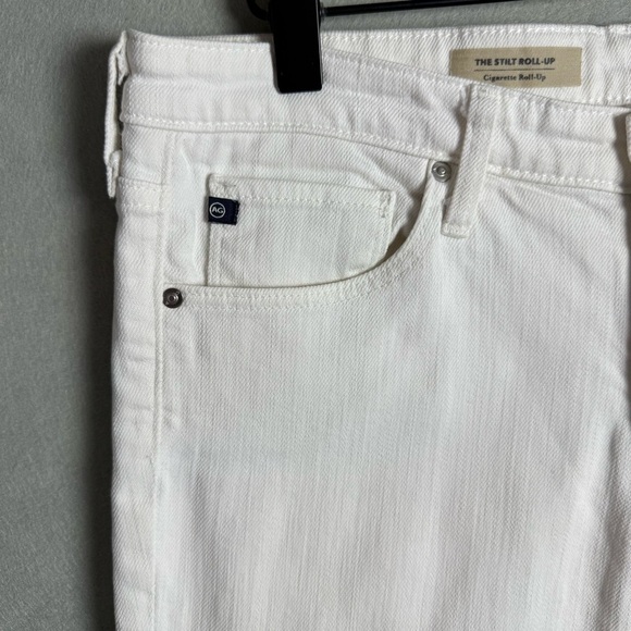 AG Adriano Goldschmied Women's White Jeans The Stilt Roll Up Cigarette Crop 28 - Picture 9 of 16